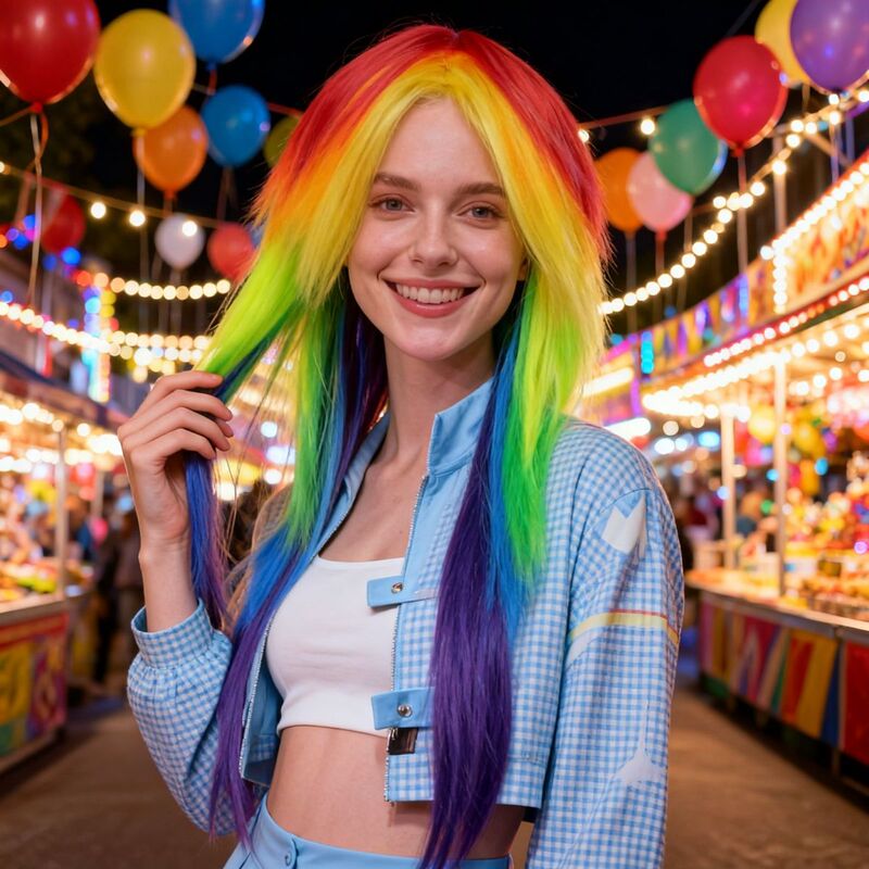 Cartoon My Little Pony Rainbow Colorful Anime Cosplay Wig Colorful My Little Pony Rainbow Dash Wig Set