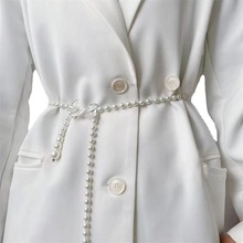 新款网红大小蝴蝶手工珍珠腰链合金时尚百搭连衣裙西装女生细腰带