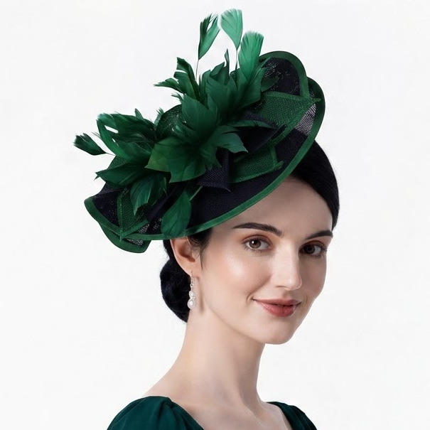Amazon Top Hat Headpiece, Two-Tone Feather Top Hat Hair Accessory, French Elegant Kentucky Derby Top Hat Hair Accessory