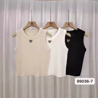 Short sleeveless summer vest, bow embroidery, fashionable cropped design, one size