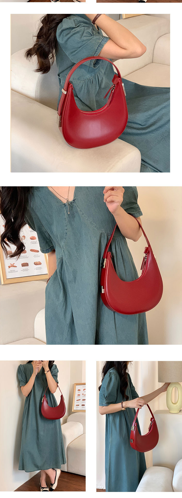 Schouder veelzijdige leren dames 2024 nieuwe high-end minimalistische oksel niche design halve maan tas_voghion.com