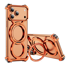 适用苹果17PRO钛合金奥甲高端手机壳支架磁环保护套铝边框迪拜