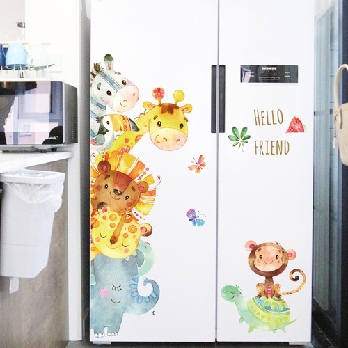 Fanxi Cartoon Watercolor Peeping Animal Combination Wall Sticker Children's Room Kindergarten Decoration Sticker FX7519