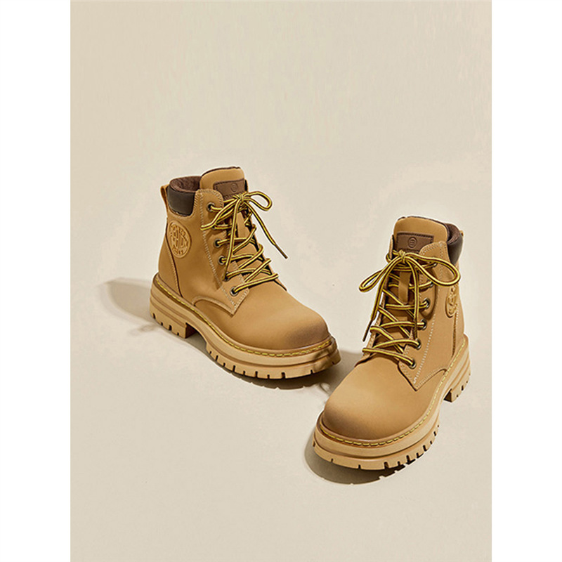 Women's Height-Increasing Martin Boots 2025 Spring and Autumn British Style Yellow Boots Thick-Soled Petite Motorcycle Slimming Short Boots