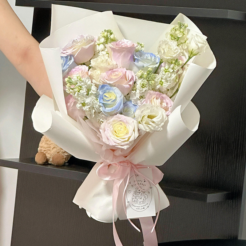 Fenghua serie de papel de embalaje de ramo de flores de color sólido papel de arte impermeable flores de papel de regalo de materiales de flores