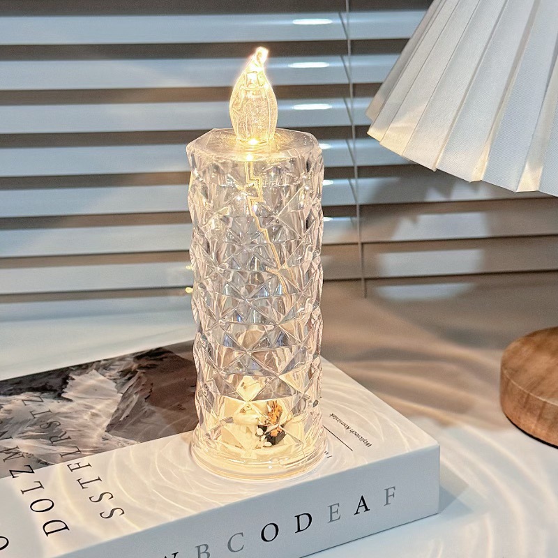 Cristal simulado lámpara de vela LED pequeña lámpara de té cera noche pareja confesión propuesta de matrimonio decoración atmósfera lámpara regalo de cumpleaños