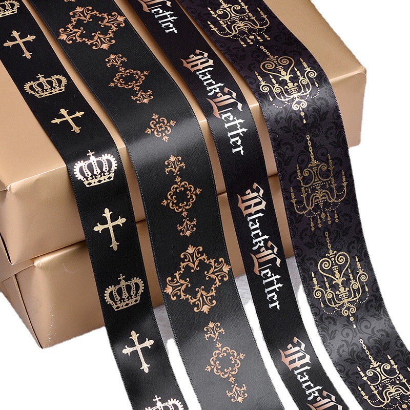 Impresión de transferencia térmica cintas logotipo accesorios de ropa flor caja de regalo material de embalaje de transferencia térmica logotipo personalizado cintas