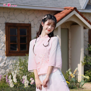 Summer Cheongsam Pants Retro Ear-Picking Worker Workwear Hanfu Chinese Style Slim Embroidered Pants and Skirt Two-Piece Set