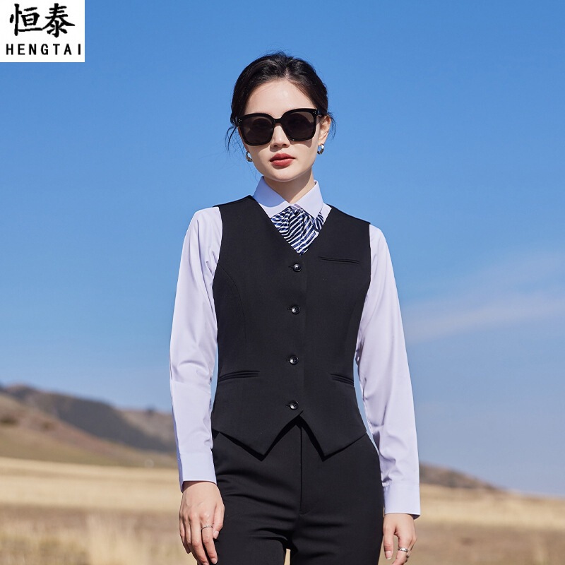 Black vest women's autumn high-end waistcoat women's formal wear work clothes professional suit vest suit workwear