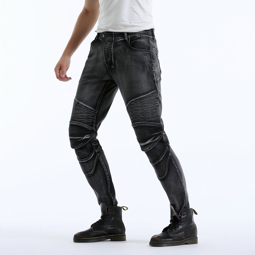 Al por mayor transfronteriza de la motocicleta pantalones vaqueros de los hombres Harley motocicleta retro casual ciclismo pantalones carreras resistente a la caída lavado de plata