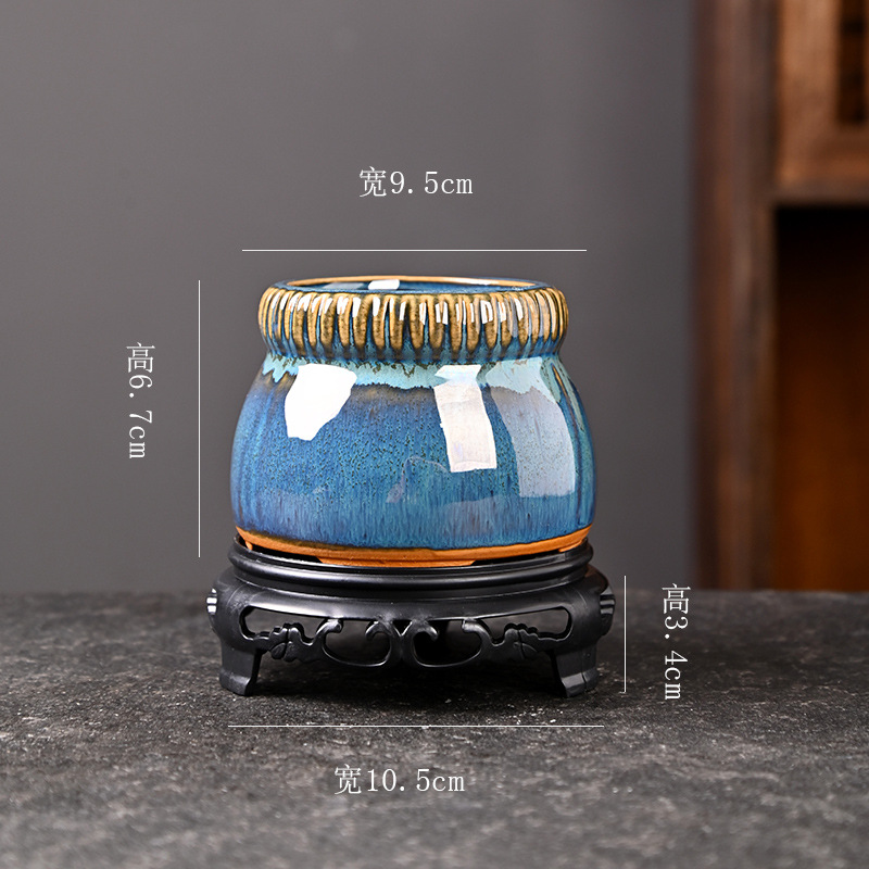 Bandeja de balcón de cerámica de bonsai de plantas verdes de nieve de junio, maceta carnosa de gres doméstico, maceta de cerámica pequeña con control de raíces, liquidación