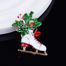 欧美可爱圣诞溜冰鞋胸针创意趣味潮流衣饰简约珐琅彩外套毛衣配饰