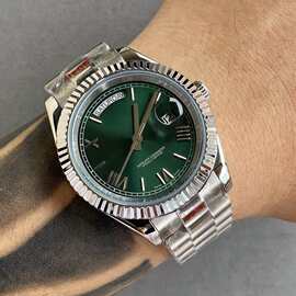 跨境代发劳日志系列全自动机械手表dd陨石男士双日历三针钢带腕表