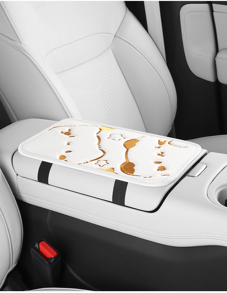 Cross-border cute armrest box pad car cat embroidery four seasons universal armrest pad car center armrest hand pad