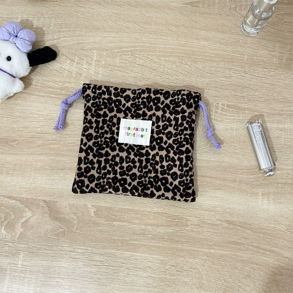 Khaki leopard double-layer storage (corduroy)