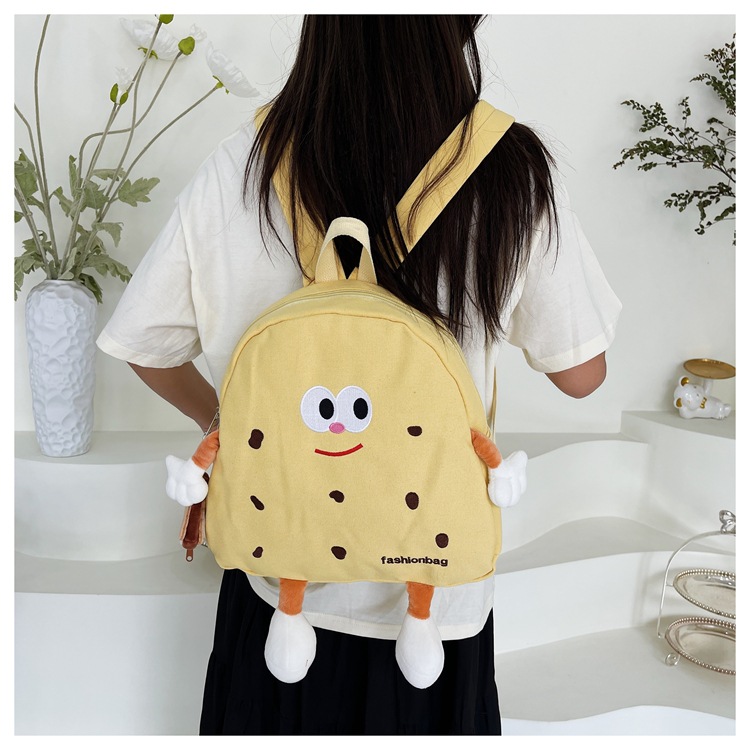 Borsa in tela di formaggio carina Instagram coreana per ragazze morbide, borsa da scuola per bambini, zaino versatile di grande capacità_voghion.com