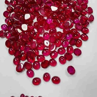 5# oval egg-shaped flat plain Ruby red corundum naked stone synthetic ruby wholesale