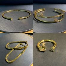 欧美版本镀金梨形石粒耳环女夸张开口梨形钻戒指开口水钻手镯批发