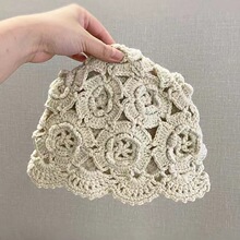 韩版手工钩花包头帽子女款镂空透气百搭套头帽新款针织毛线帽冷帽