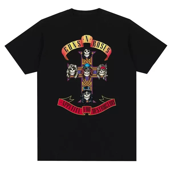 European Size Cotton Tguns N Roses Graphic Print t Shirt Vintage Rock Band