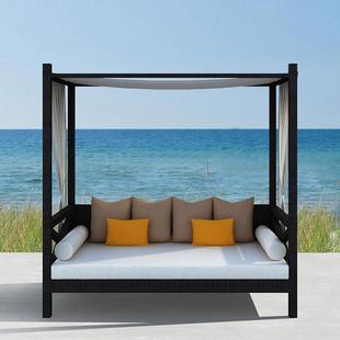 Outdoor Grape Rack Sofa Lounger Patio Garden Balcony Beach Bed Villa Resort Lounger Rattan Chair Sofa Bed