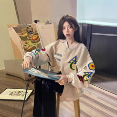 美式复古棒球服外套春秋季时尚拼接撞色休闲百搭学生情侣夹克衫