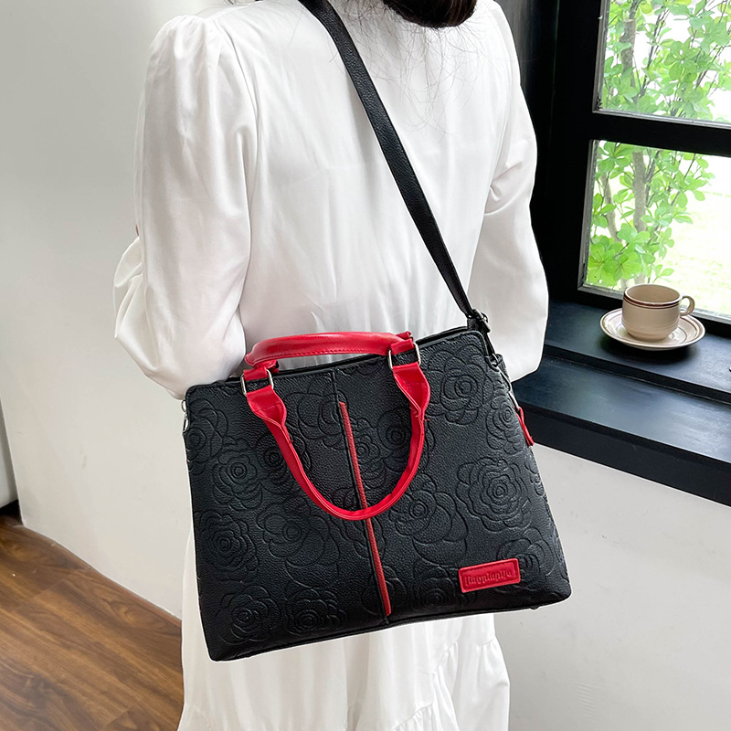 2024 new cross-border handbag, a large-capacity single-shoulder cross-border bestseller with soft leather embossed single-shoulder for women undefined