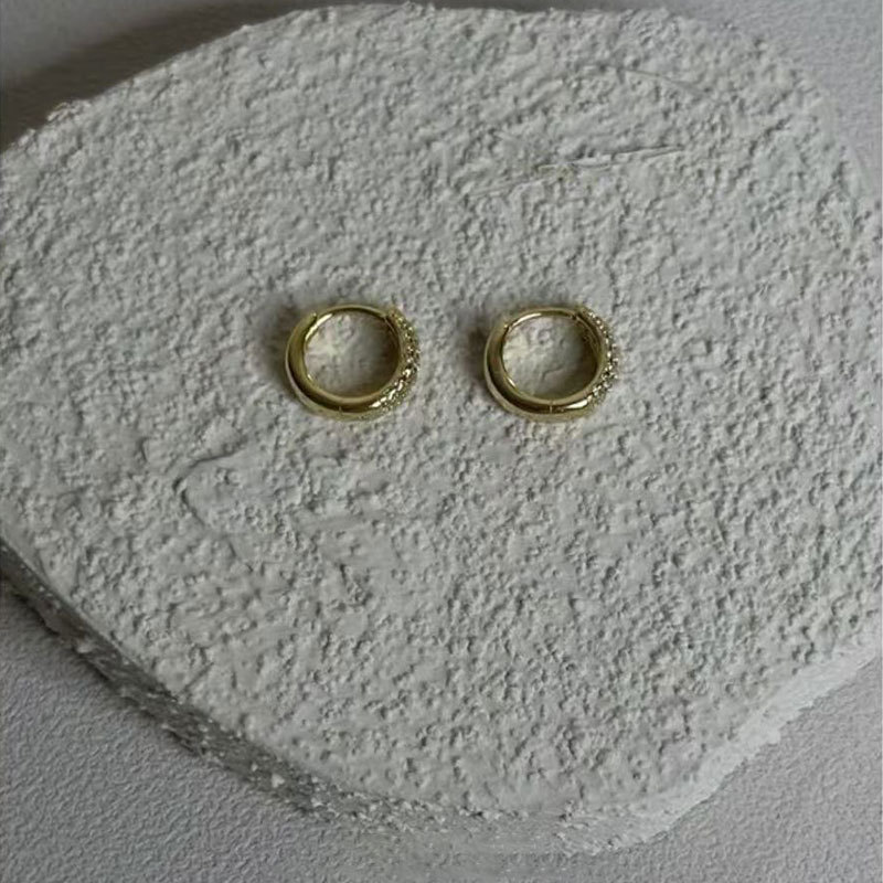 Golden earrings, 8mm, silver 925 sample
