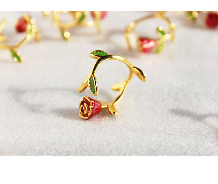 Retro Flower Brass Plating Open Ring 1 Piece