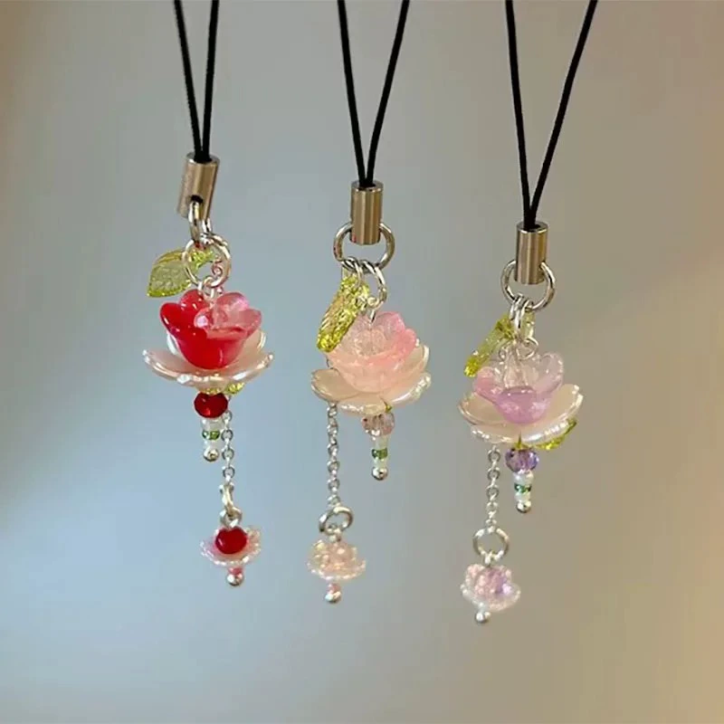 Креативный стеклянный кулон в виде лотоса, сумка, чехол для мобильного телефона, брелок, изысканный маленький подарок, аксессуары