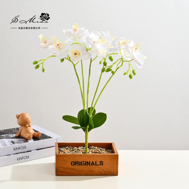Flor falsa 5 tenedor 15 sensación de orquídea mariposa bonsai fábrica de flores de decoración directa para el hogar adornos de imitación maceta image 19
