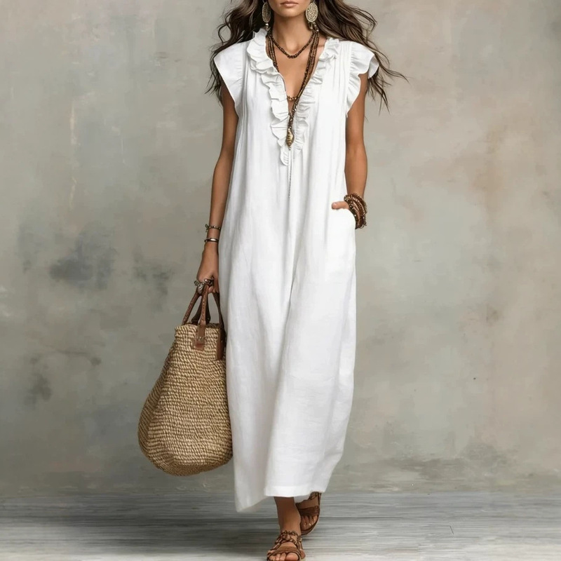 European and American Independent Websites Amazon Aliexpress 2026 Spring and Summer New Bohemian Flutter-Sleeve Floor-Length Dress European and American Independent Websites Amazon Aliexpress 2026 Spring and Summer New Bohemian Flutter-Sleeve Floor-Length Dress