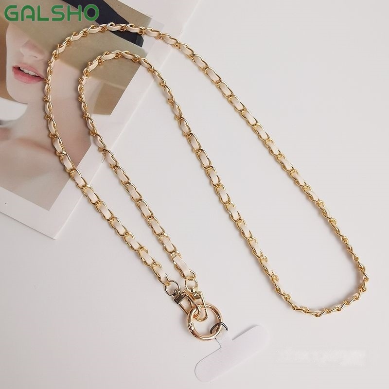 [White] Ordinary leather chain + clip
