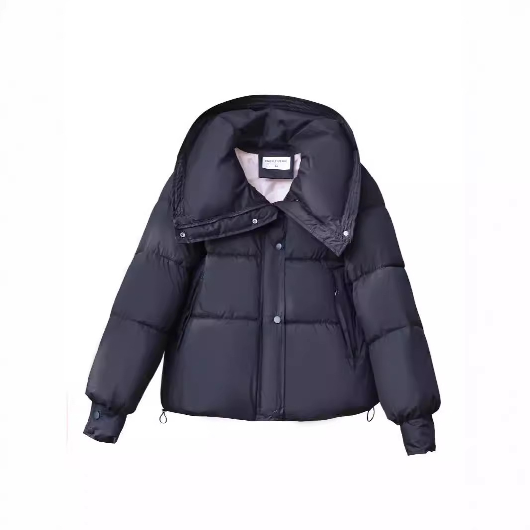 Algodón de pluma para mujeres sueltas engrosadas de moda coreana 2024 nueva moda pequeña chaqueta alta corta