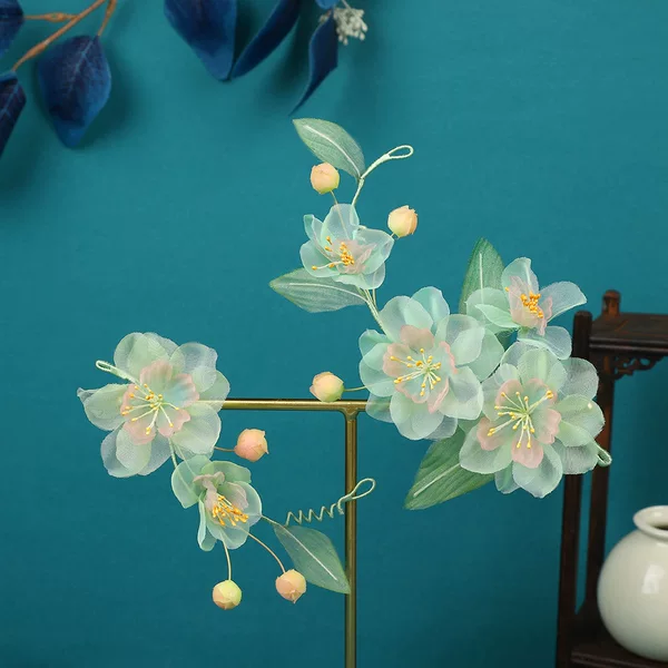 New Original Design Handmade Green Fresh Wrapping Pear Flower Soft Hairpin Antique Hair Accessories Hanfu Hot Flower Hair Accessories