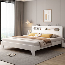 热销实木床奶油风床1.5米主卧大床1.8m单人双人床出租房1.2米特价