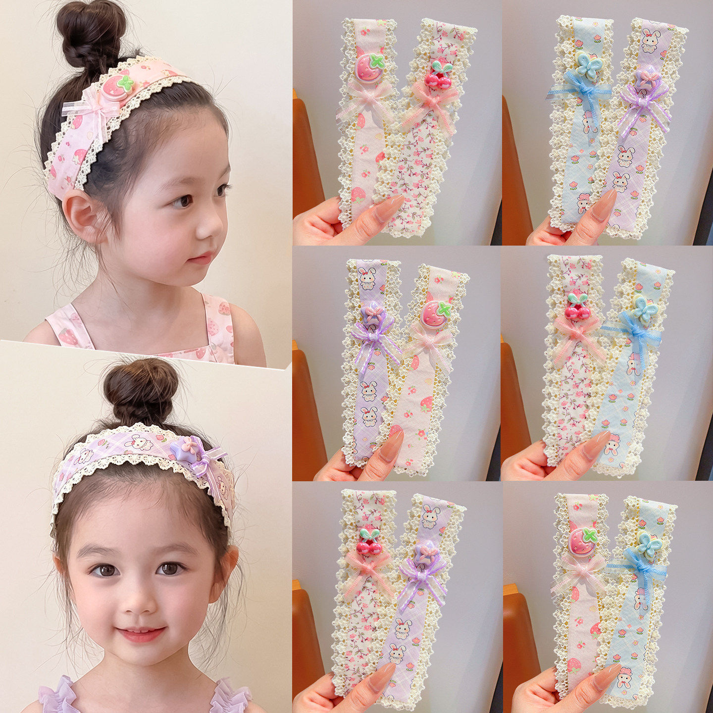 Sweet Hair Accessories for Girls, Soft Fabric, Non-Tightening, 2026 New Model, Children's Magic Tape Hairband, One-Piece Fixation for Loose Hair