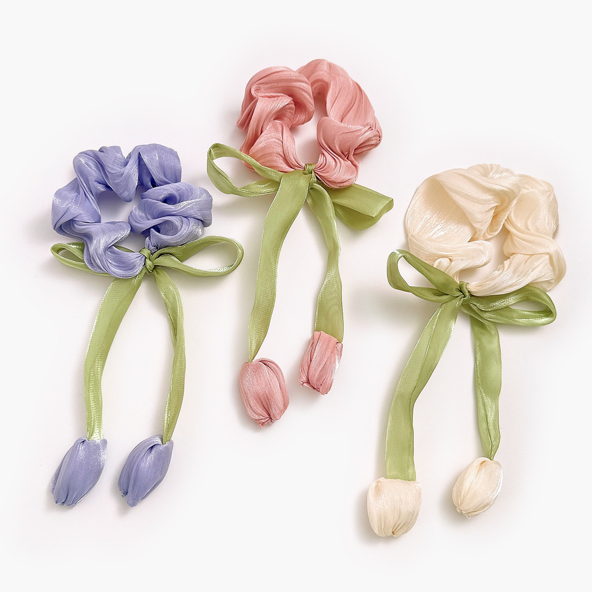 20g Weight Hair Tie Hair Accessories Type 1 Piece, 1 Set Quantity Holiday, Street Occasion Cloth Material tulips Pattern All Seasons Season Women's Gender Cute, Pastoral Style Cute Pastoral Women's Tulips Cloth Hair Tie 4
