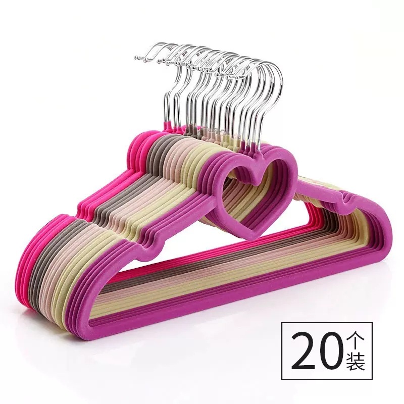 Love Flocked Clothes Hanger, Non-Slip, Non-Slip Clothes Hanging Support, Home Storage and Organizer Recommended Clothes Drying Rack Wholesale