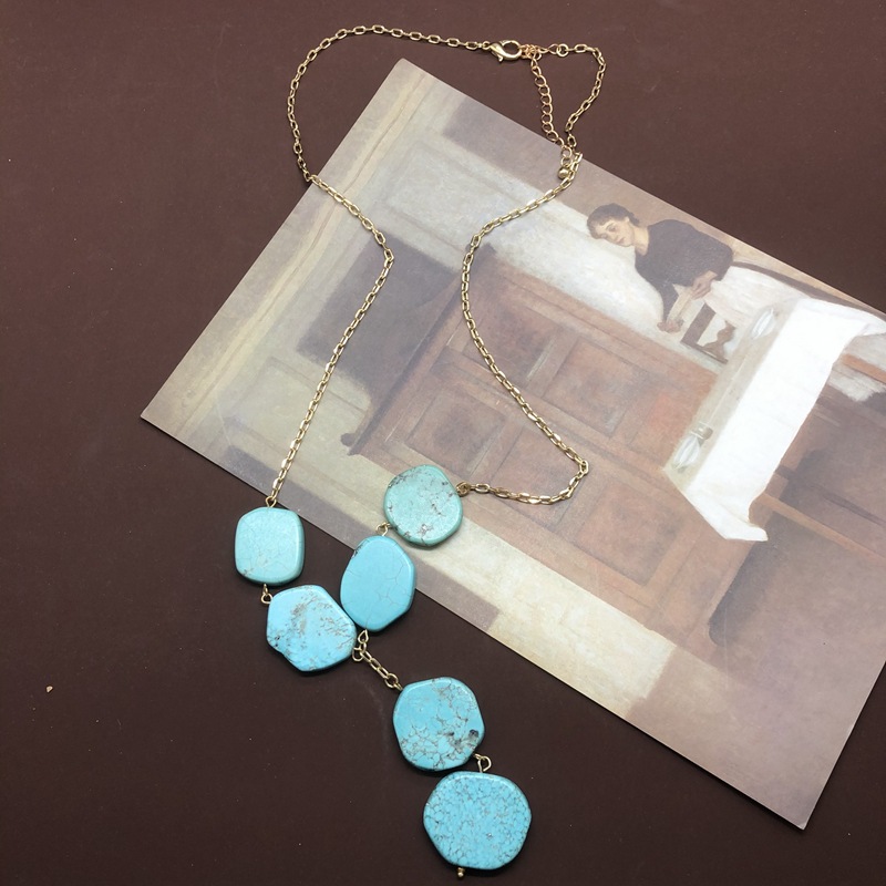 Simple Turquoise Alloy Necklace Wholesale display picture 1