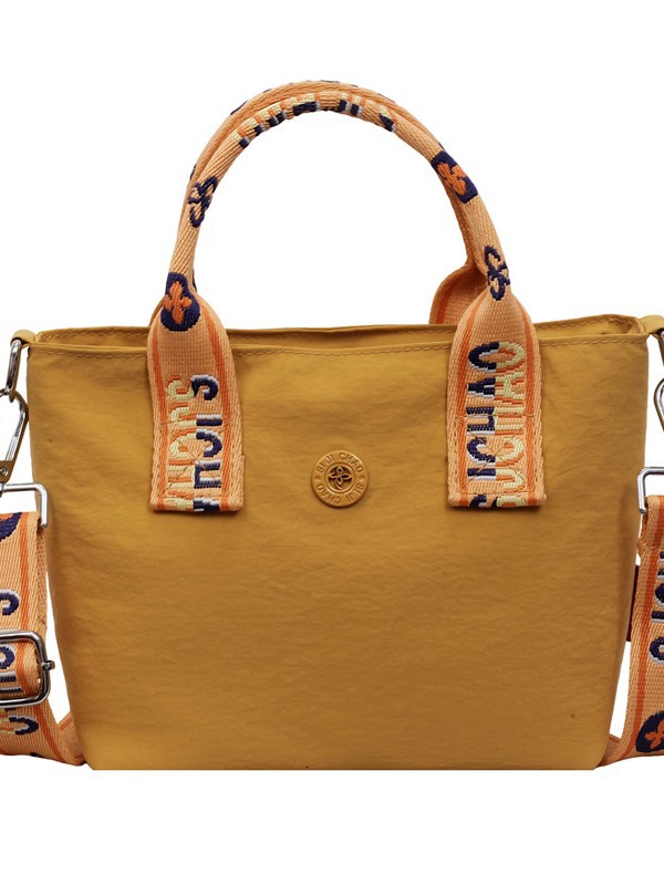 Tejido de nylon ligero de color contrapeso amplio diseño de correa de hombro portátil bolso de cubo de viaje diario de mujer bolsa de compras
