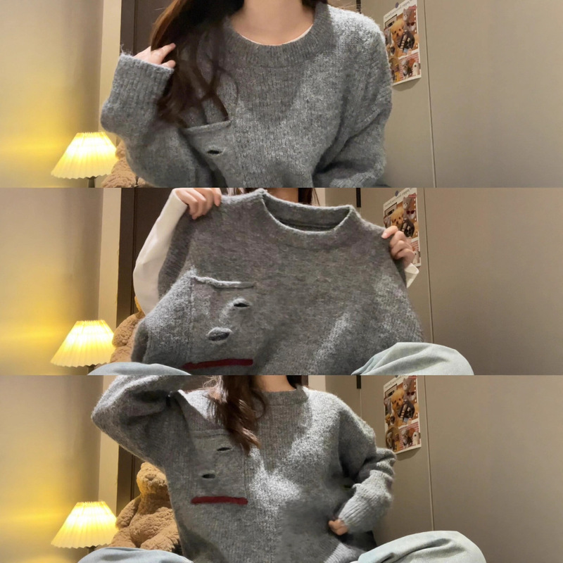 2025 Korean-Style Winter Outfit with a Knitted Sweater and Mochi Pants, a Stunning Set for Autumn and Winter