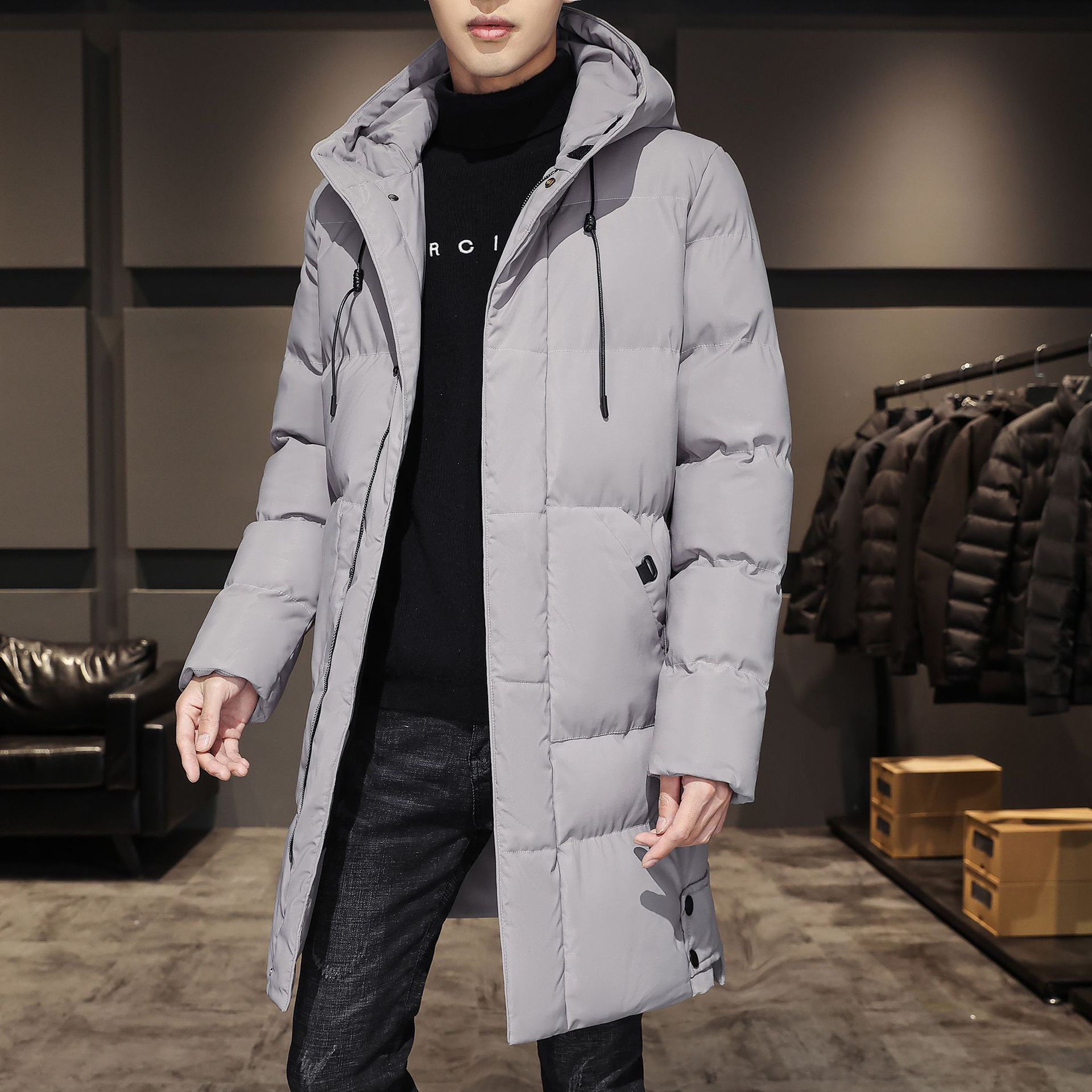 Veste d'hiver homme à capuche chaude rembourrée et doublée_voghion.com