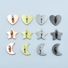 新款爱心星星挂件手机壳diy挂饰月亮金属底座配件电镀光面自带背