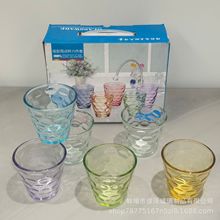 炫彩雨点杯六件套两件套彩虹杯水晶杯玻璃杯套装广告礼品活动批发