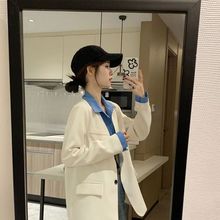 黑色假两件套西装外套女2025新款时尚春秋韩系感小个子休闲小西服