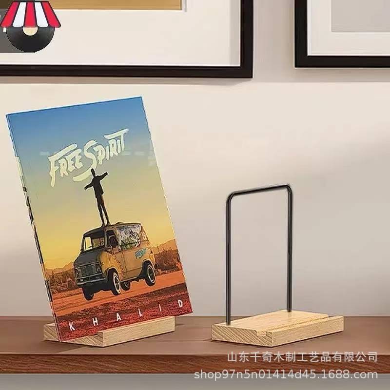 Wooden Vinyl Record Storage Rack Cd Record Display Rack Iron Portable Foldableable Cd Record Display Frame