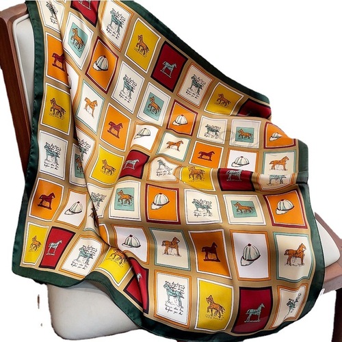  new Korean style decorative spring and autumn warm professional scarf cross-border imitation silk small silk scarf dual-purpose women