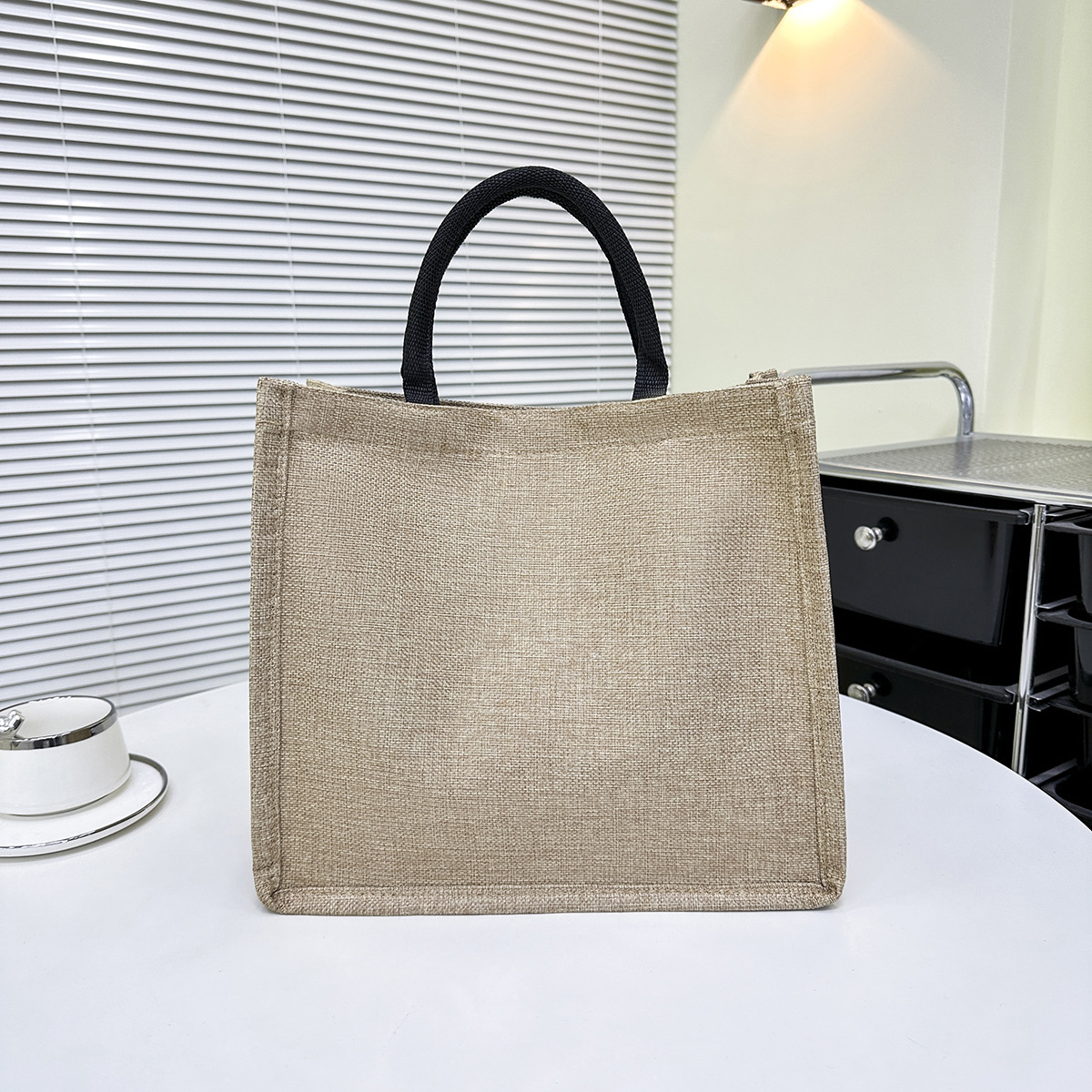 Ins for office workers, shopping new high-capacity bento bag, women's artistic pattern linen handbag_voghion.com