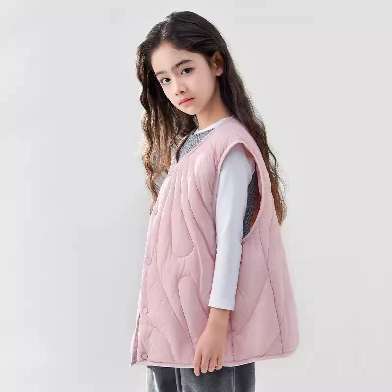 Детские пуховые жилеты 2024 новые мальчики, девочки, легкие, дети, большие дети носят жилеты для плеч осенью и зимой